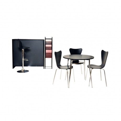 After Black set : 3 Grace chairs + 1 Brummel table + 1 Coque barstool + 1 Bergan counter + 1 Dupont display