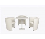 New Rondo set : 3 Rondo armchairs + 1 Snow pedestal table
